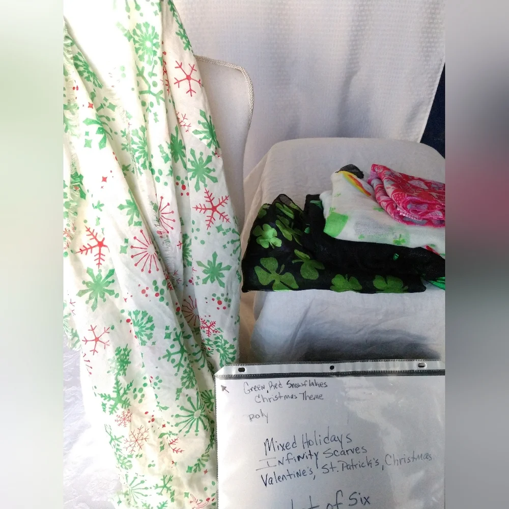 Holiday Infinity Scarf Scarves Lot of 6 Collection Bundle Holidays